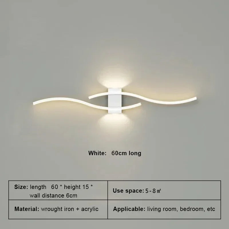 Modern LED Wall Lamp Simple Lines 60/80Cm Available Three Colors Bedroom Bedside TV Wall Corridor Indoor Lighting Fixtures