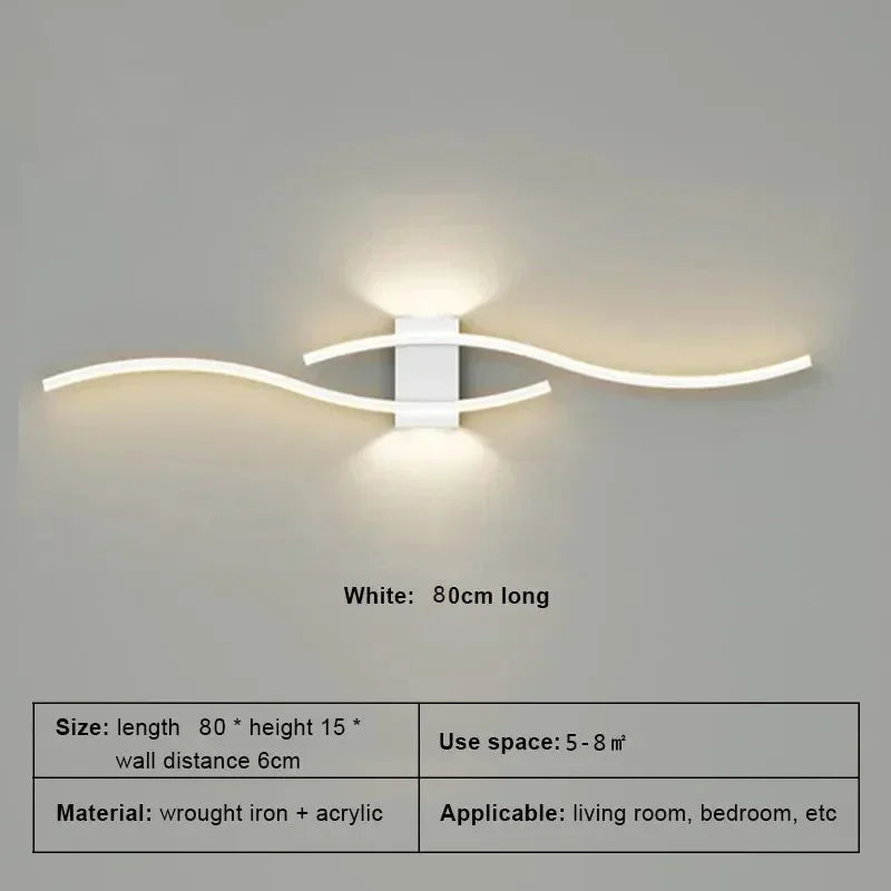 Modern LED Wall Lamp Simple Lines 60/80Cm Available Three Colors Bedroom Bedside TV Wall Corridor Indoor Lighting Fixtures