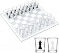 Chess Shot Glass Set Drinking Game for Adults 10" Glass Chess Board with 32 Shot Glasses for Home Bar Party Gift Easy to Clean Fun Sports Bar Drinking Gifts for Christmas