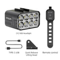 Wireless Remote Hoisting Bike Headlight 1800 Lumens Lifting Front Head Lamp Aluminum Alloy  CYC1800 for Road MTB Mountain