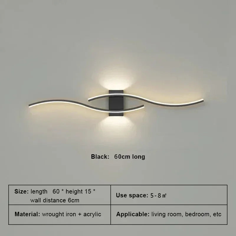 Modern LED Wall Lamp Simple Lines 60/80Cm Available Three Colors Bedroom Bedside TV Wall Corridor Indoor Lighting Fixtures