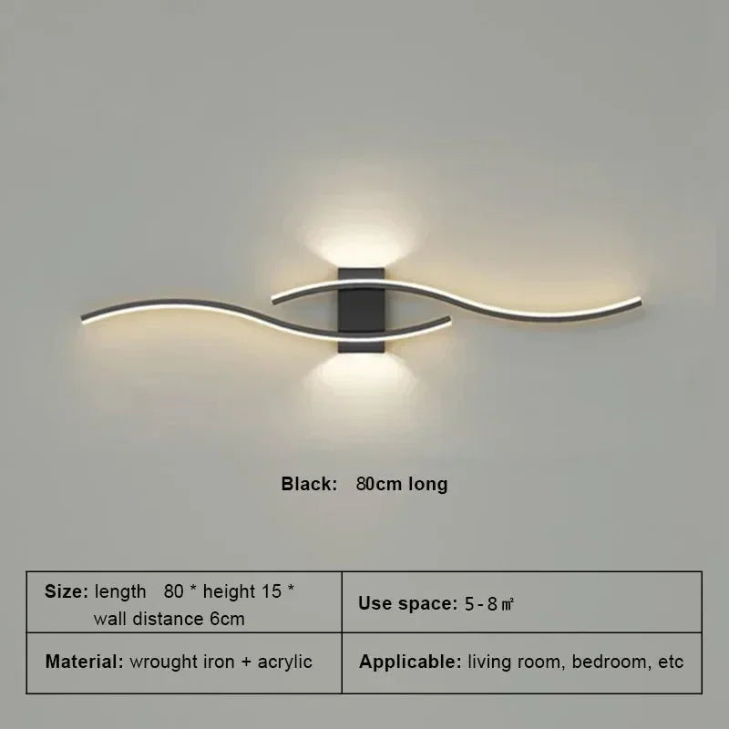 Modern LED Wall Lamp Simple Lines 60/80Cm Available Three Colors Bedroom Bedside TV Wall Corridor Indoor Lighting Fixtures