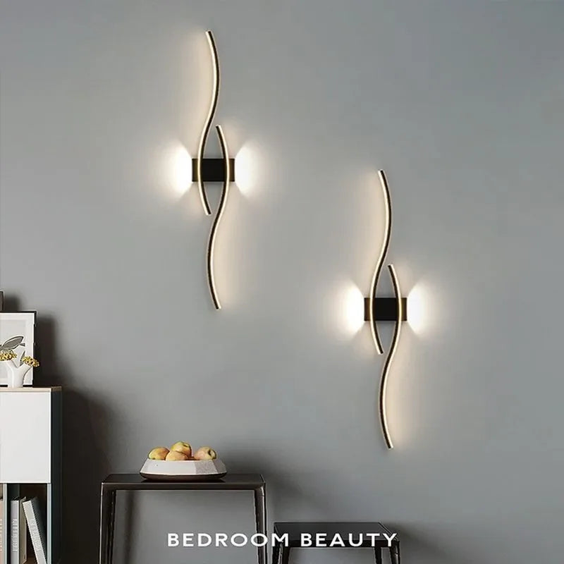 Modern LED Wall Lamp Simple Lines 60/80Cm Available Three Colors Bedroom Bedside TV Wall Corridor Indoor Lighting Fixtures