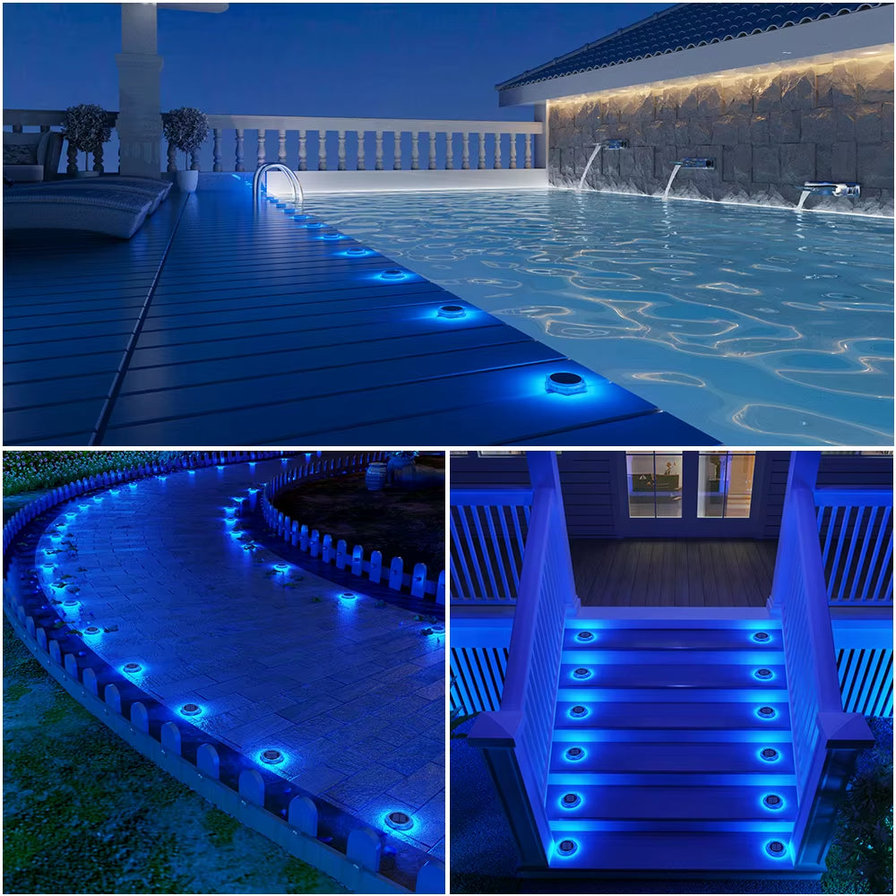 4 Pcs Solar Deck Lights LED Outdoor Lighting Garden Step Waterproof for Stairs Patio Pathway Yard Fence Wall Lamp