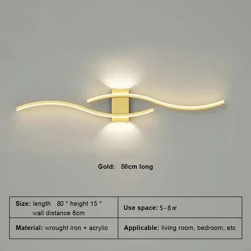 Modern LED Wall Lamp Simple Lines 60/80Cm Available Three Colors Bedroom Bedside TV Wall Corridor Indoor Lighting Fixtures