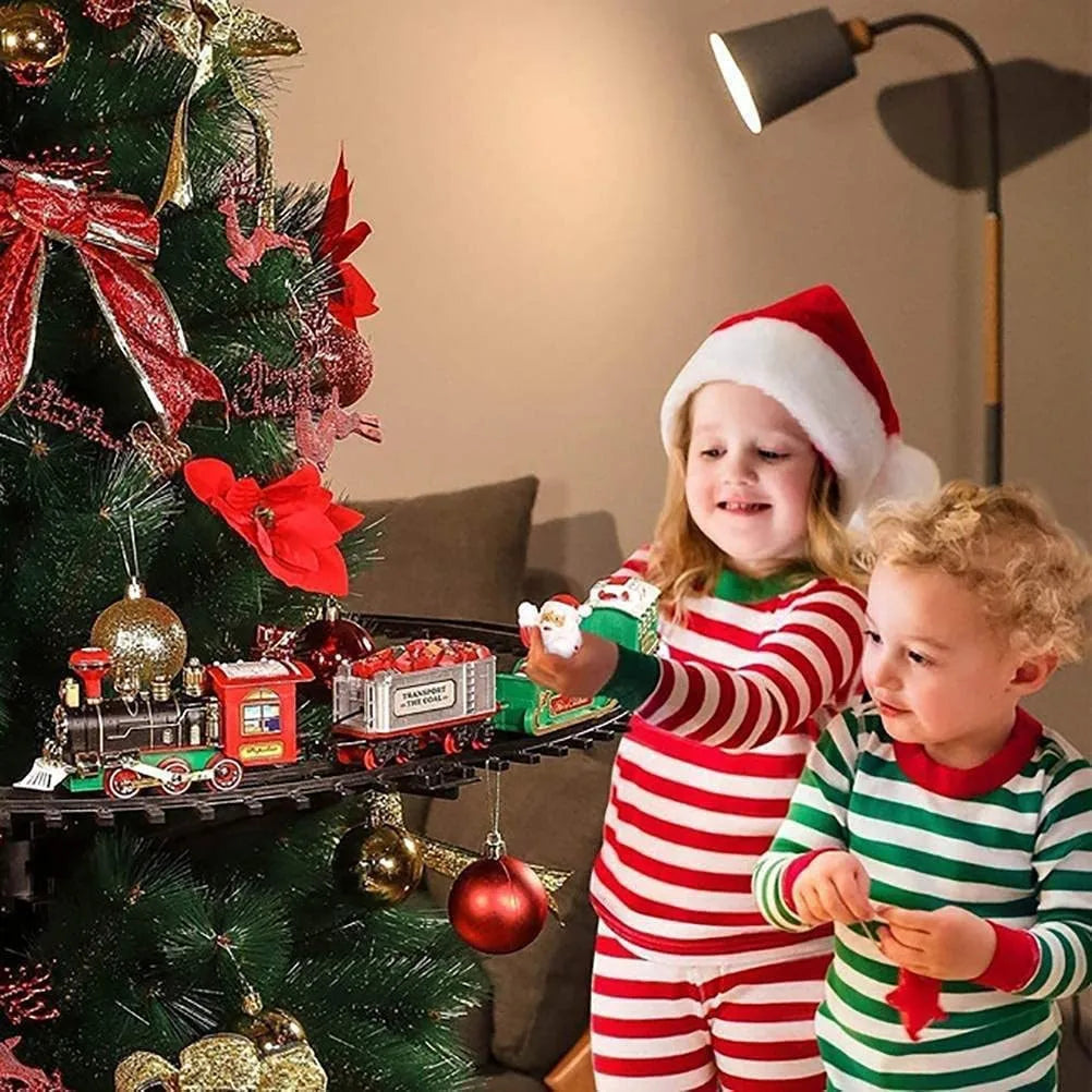 Electric Christmas Train Electric Sound and Light Hangable Christmas Tree Christmas Rail Car Christmas Gifts Children Toys